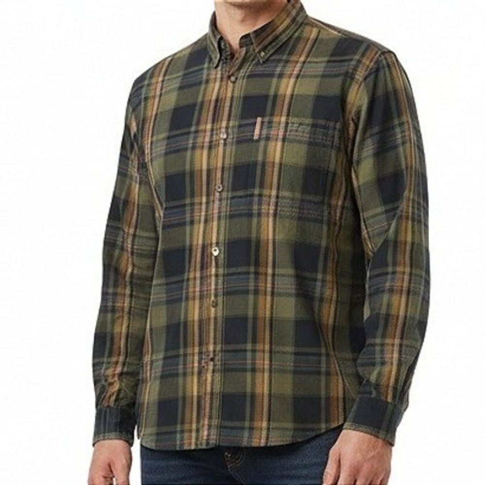 Clearwater Outfitters Mens Large Green Plaid Flannel Button Down Shirt Cotton
